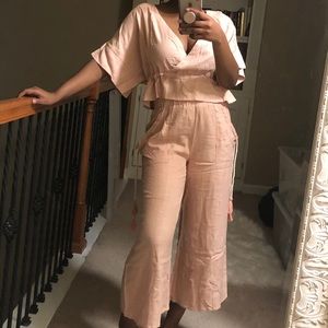 Two piece peach linen set
